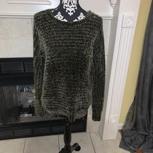 olive velvet knitted sweater